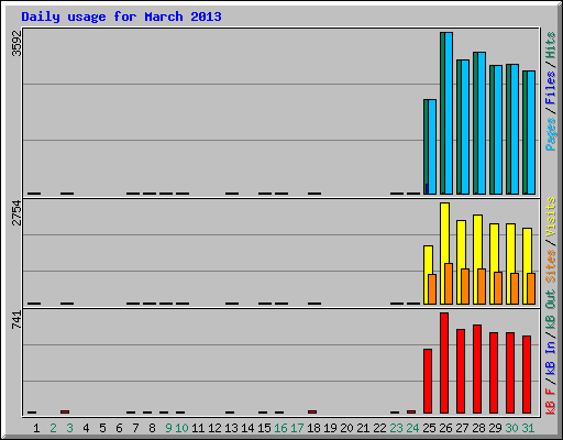 Daily usage for March 2013